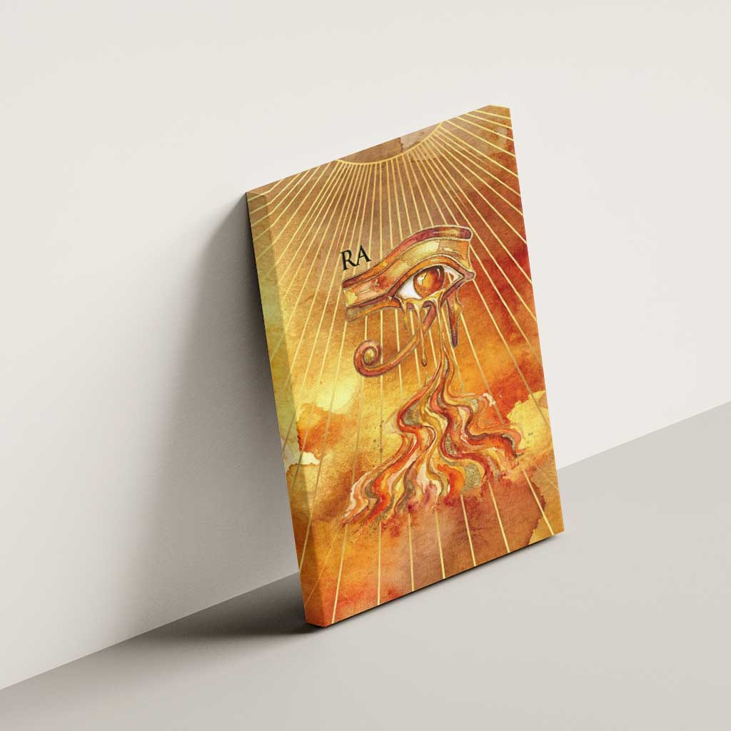 Ra Egyptian Canvas Wall Art Sun God Eye of Ra Fiery Wings Eternal Source Golden Light