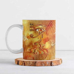 Ra Egyptian Ceramic Mug Sun God Eye of Ra Fiery Wings Eternal Source Golden Light