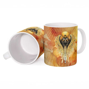 Ra Egyptian Ceramic Mug Sun God Eye of Ra Fiery Wings Eternal Source Golden Light