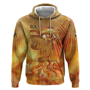 Ra Egyptian Hoodie Sun God Eye of Ra Fiery Wings Eternal Source Golden Light