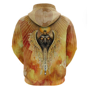 Ra Egyptian Hoodie Sun God Eye of Ra Fiery Wings Eternal Source Golden Light