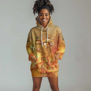 Ra Egyptian Hoodie Dress Sun God Eye of Ra Fiery Wings Eternal Source Golden Light
