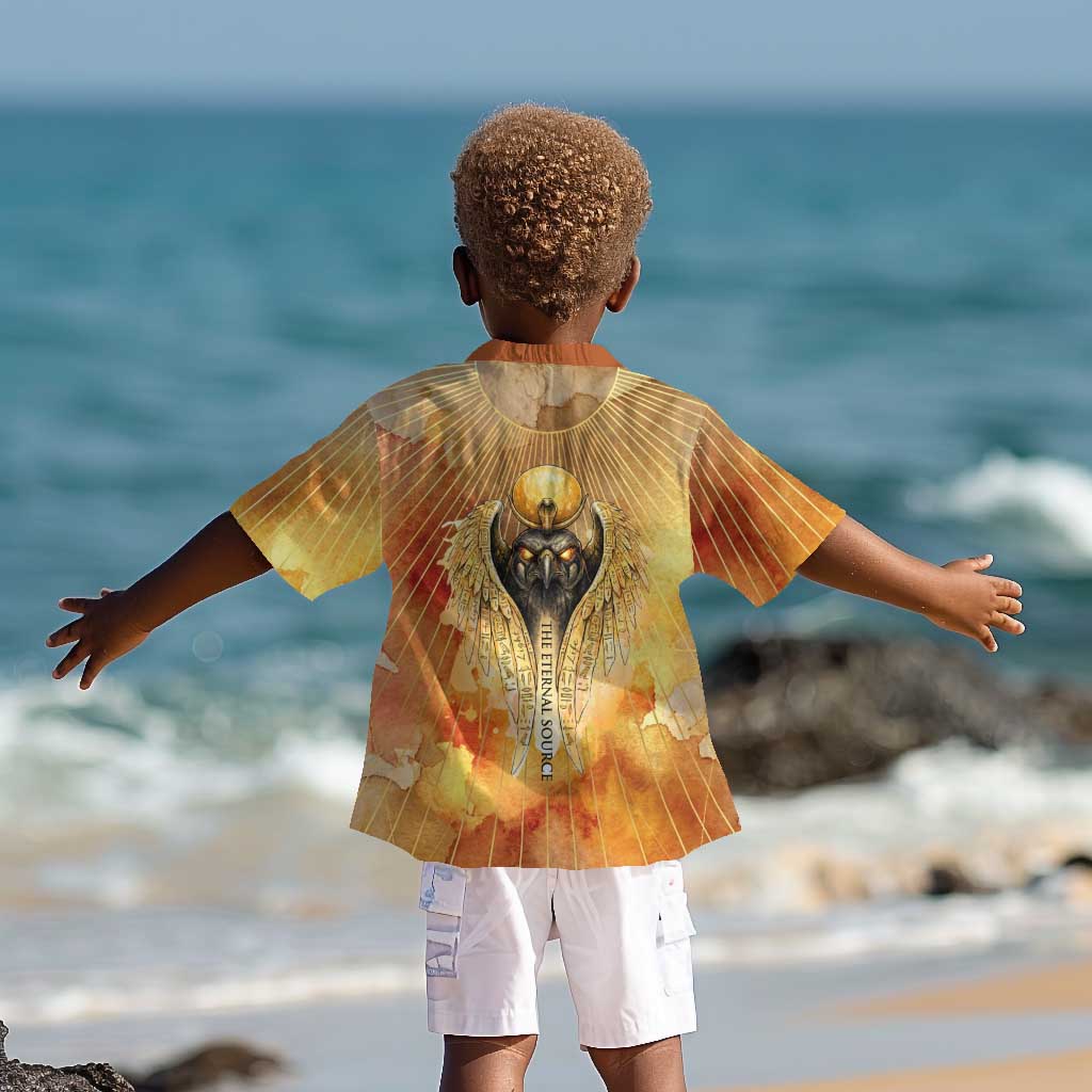 Ra Egyptian Kid Hawaiian Shirt Sun God Eye of Ra Fiery Wings Eternal Source Golden Light
