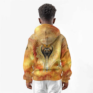 Ra Egyptian Kid Hoodie Sun God Eye of Ra Fiery Wings Eternal Source Golden Light