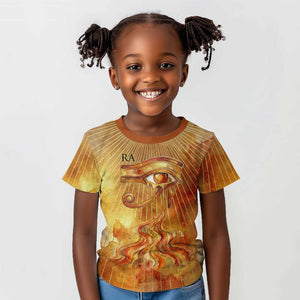 Ra Egyptian Kid T shirt Sun God Eye of Ra Fiery Wings Eternal Source Golden Light