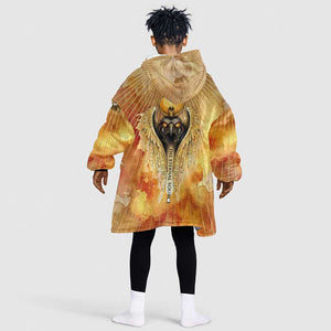 Ra Egyptian Kid Wearable Blanket Hoodie Sun God Eye of Ra Fiery Wings Eternal Source Golden Light