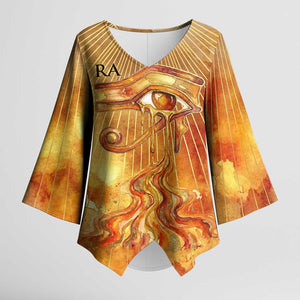Ra Egyptian Kimono Sleeve Blouse Sun God Eye of Ra Fiery Wings Eternal Source Golden Light