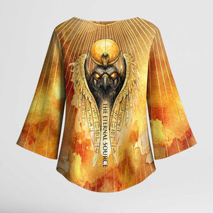 Ra Egyptian Kimono Sleeve Blouse Sun God Eye of Ra Fiery Wings Eternal Source Golden Light