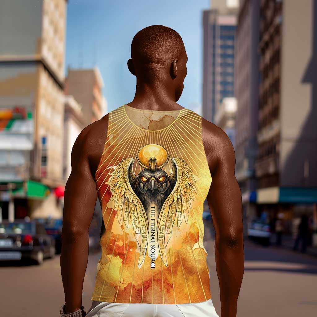 Ra Egyptian Men Tank Top Sun God Eye of Ra Fiery Wings Eternal Source Golden Light