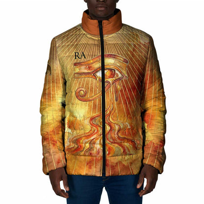 Ra Egyptian Padded Jacket Sun God Eye of Ra Fiery Wings Eternal Source Golden Light