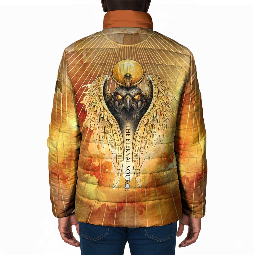 Ra Egyptian Padded Jacket Sun God Eye of Ra Fiery Wings Eternal Source Golden Light