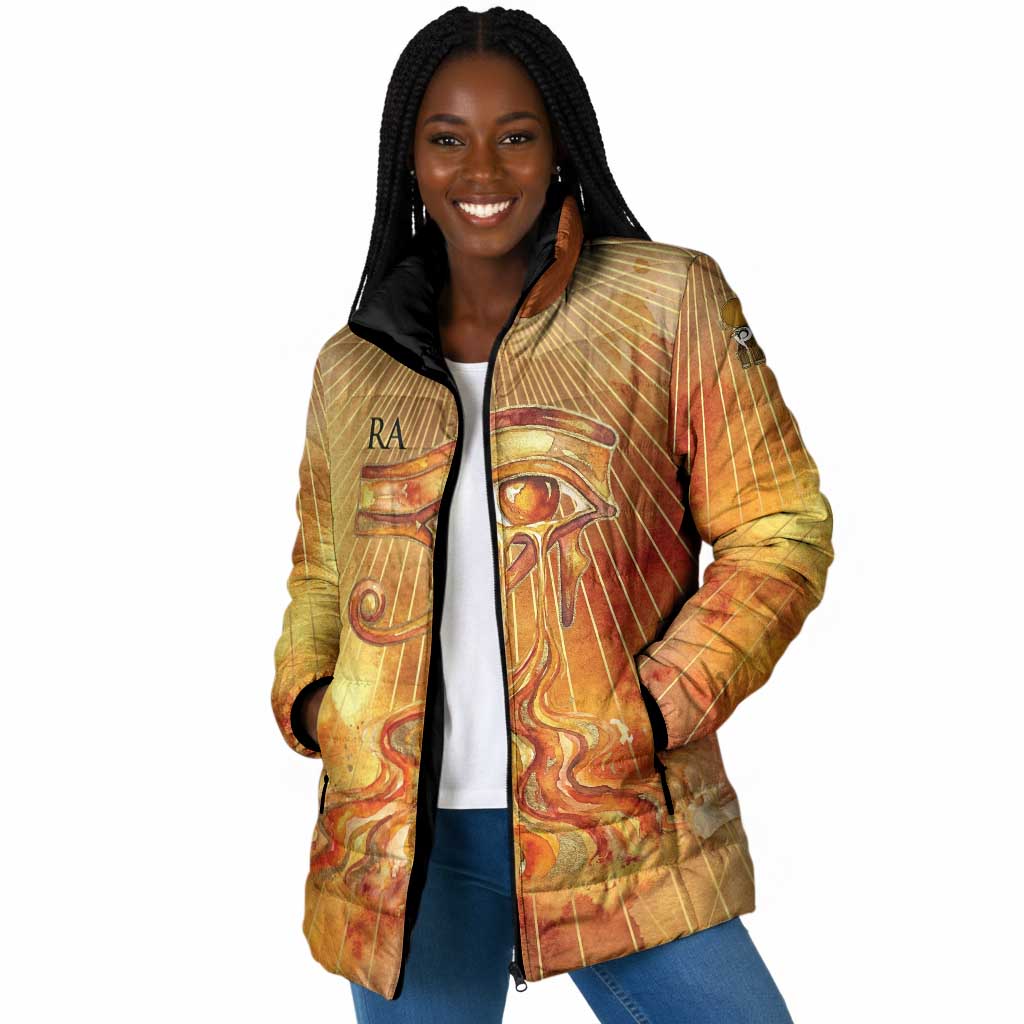 Ra Egyptian Padded Jacket Sun God Eye of Ra Fiery Wings Eternal Source Golden Light