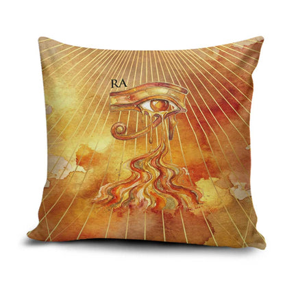 Ra Egyptian Pillow Cover Sun God Eye of Ra Fiery Wings Eternal Source Golden Light