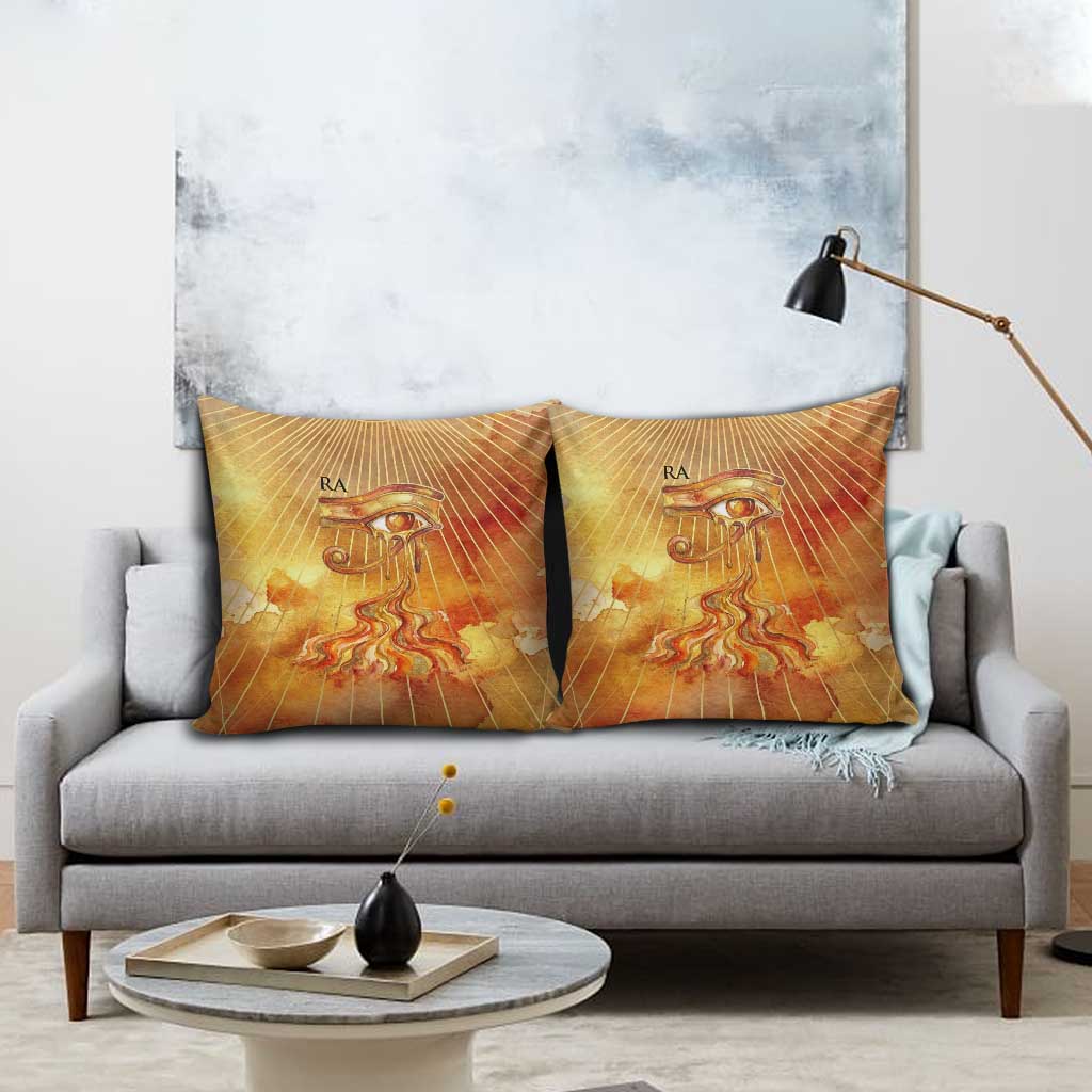 Ra Egyptian Pillow Cover Sun God Eye of Ra Fiery Wings Eternal Source Golden Light