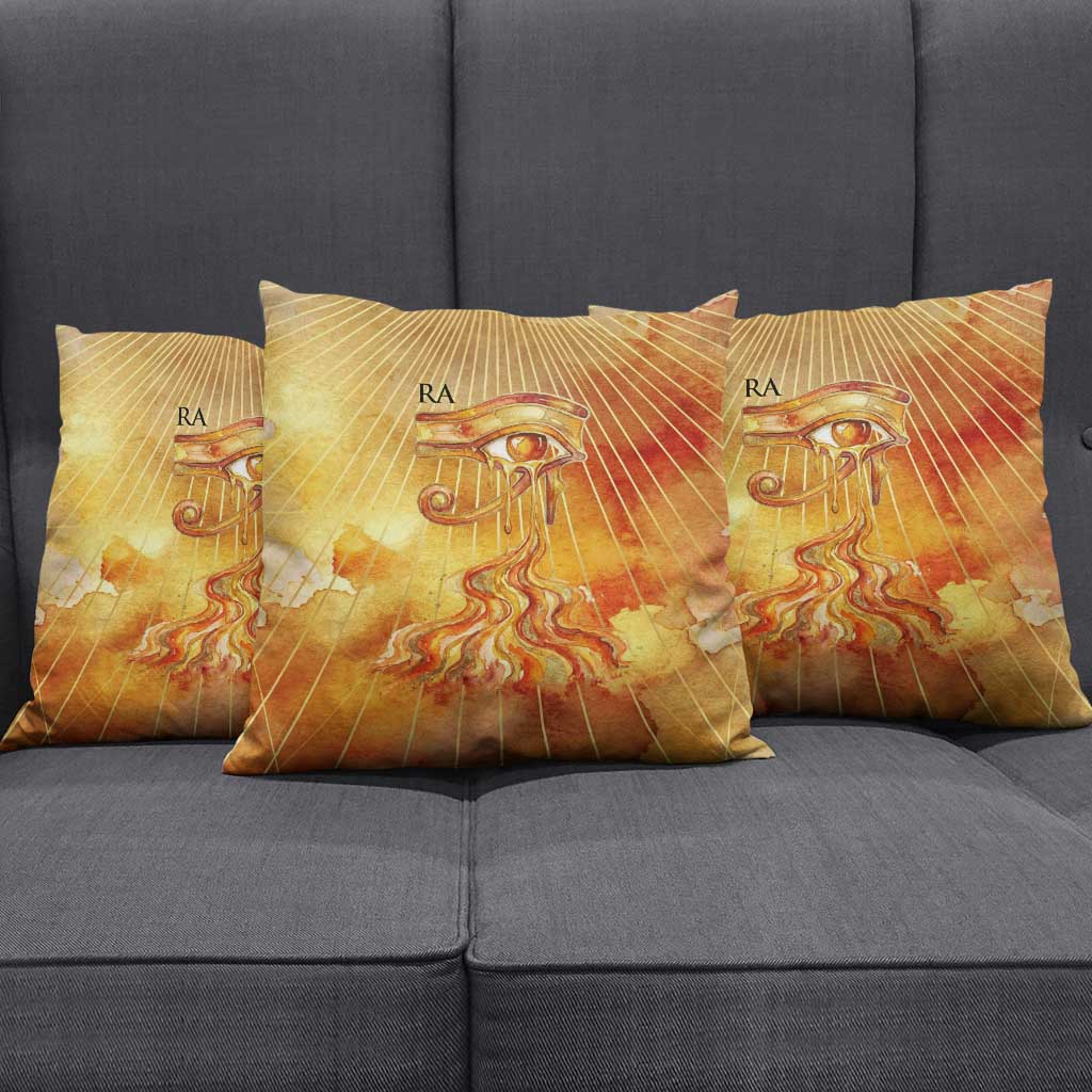 Ra Egyptian Pillow Cover Sun God Eye of Ra Fiery Wings Eternal Source Golden Light