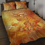 Ra Egyptian Quilt Bed Set Sun God Eye of Ra Fiery Wings Eternal Source Golden Light