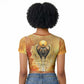 Ra Egyptian Raglan Cropped T shirt Sun God Eye of Ra Fiery Wings Eternal Source Golden Light