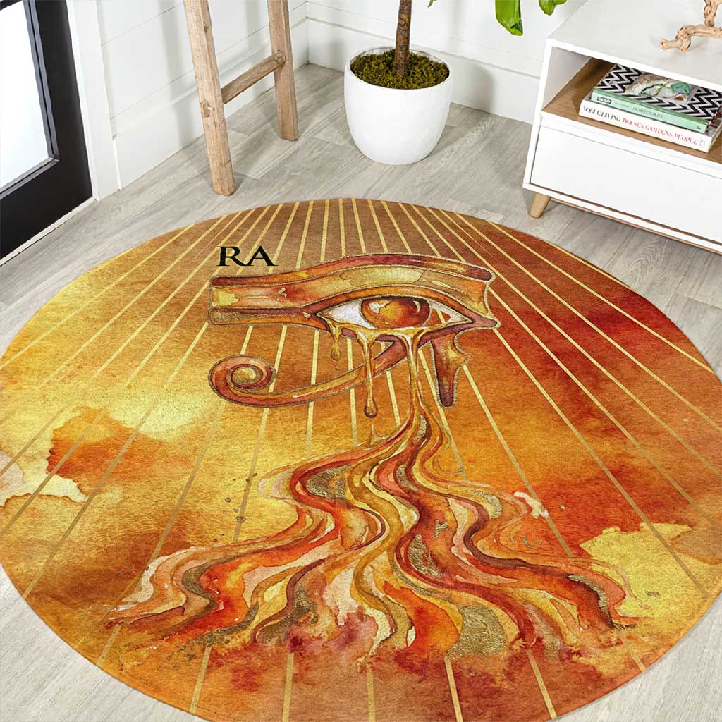 Ra Egyptian Round Carpet Sun God Eye of Ra Fiery Wings Eternal Source Golden Light