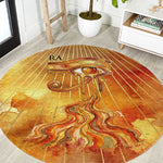 Ra Egyptian Round Carpet Sun God Eye of Ra Fiery Wings Eternal Source Golden Light