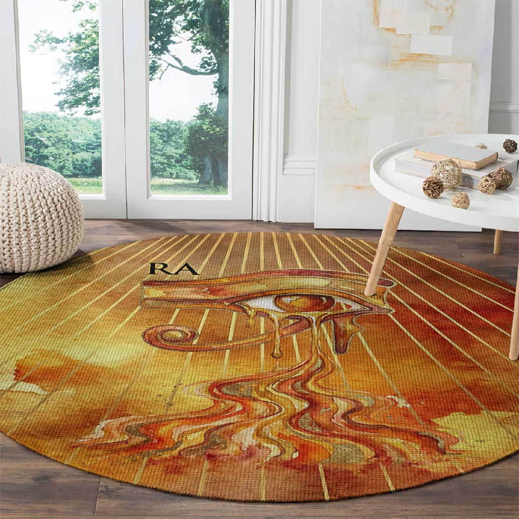 Ra Egyptian Round Carpet Sun God Eye of Ra Fiery Wings Eternal Source Golden Light