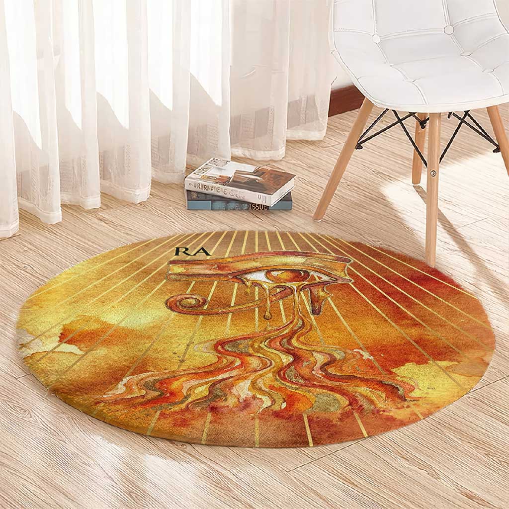 Ra Egyptian Round Carpet Sun God Eye of Ra Fiery Wings Eternal Source Golden Light