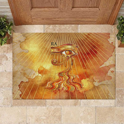 Ra Egyptian Rubber Doormat Sun God Eye of Ra Fiery Wings Eternal Source Golden Light
