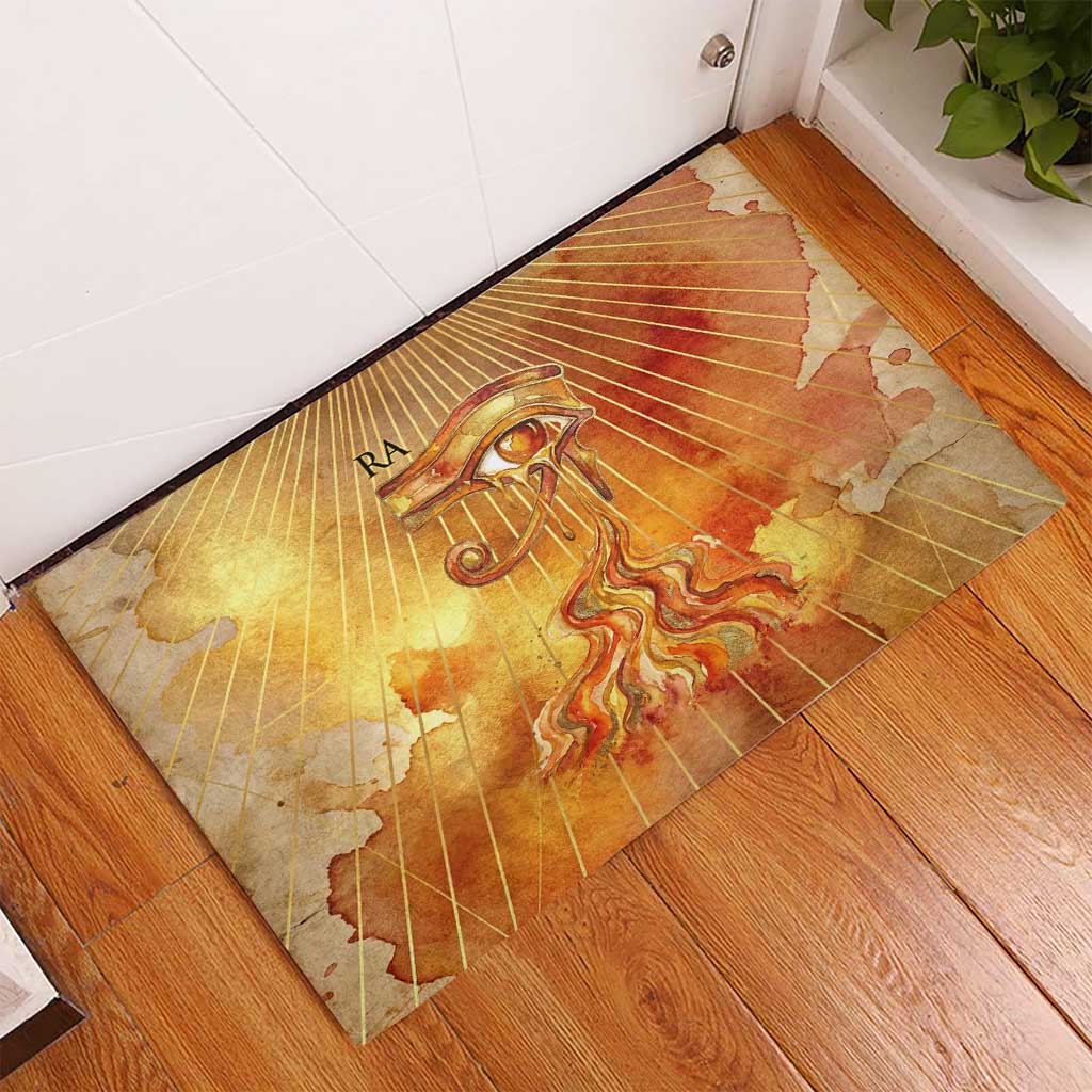 Ra Egyptian Rubber Doormat Sun God Eye of Ra Fiery Wings Eternal Source Golden Light