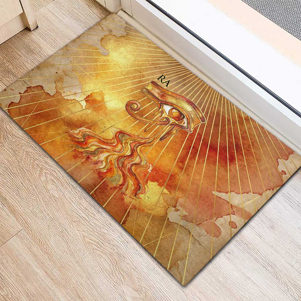 Ra Egyptian Rubber Doormat Sun God Eye of Ra Fiery Wings Eternal Source Golden Light
