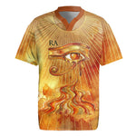 Ra Egyptian Rugby Jersey Sun God Eye of Ra Fiery Wings Eternal Source Golden Light