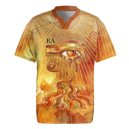 Ra Egyptian Rugby Jersey Sun God Eye of Ra Fiery Wings Eternal Source Golden Light