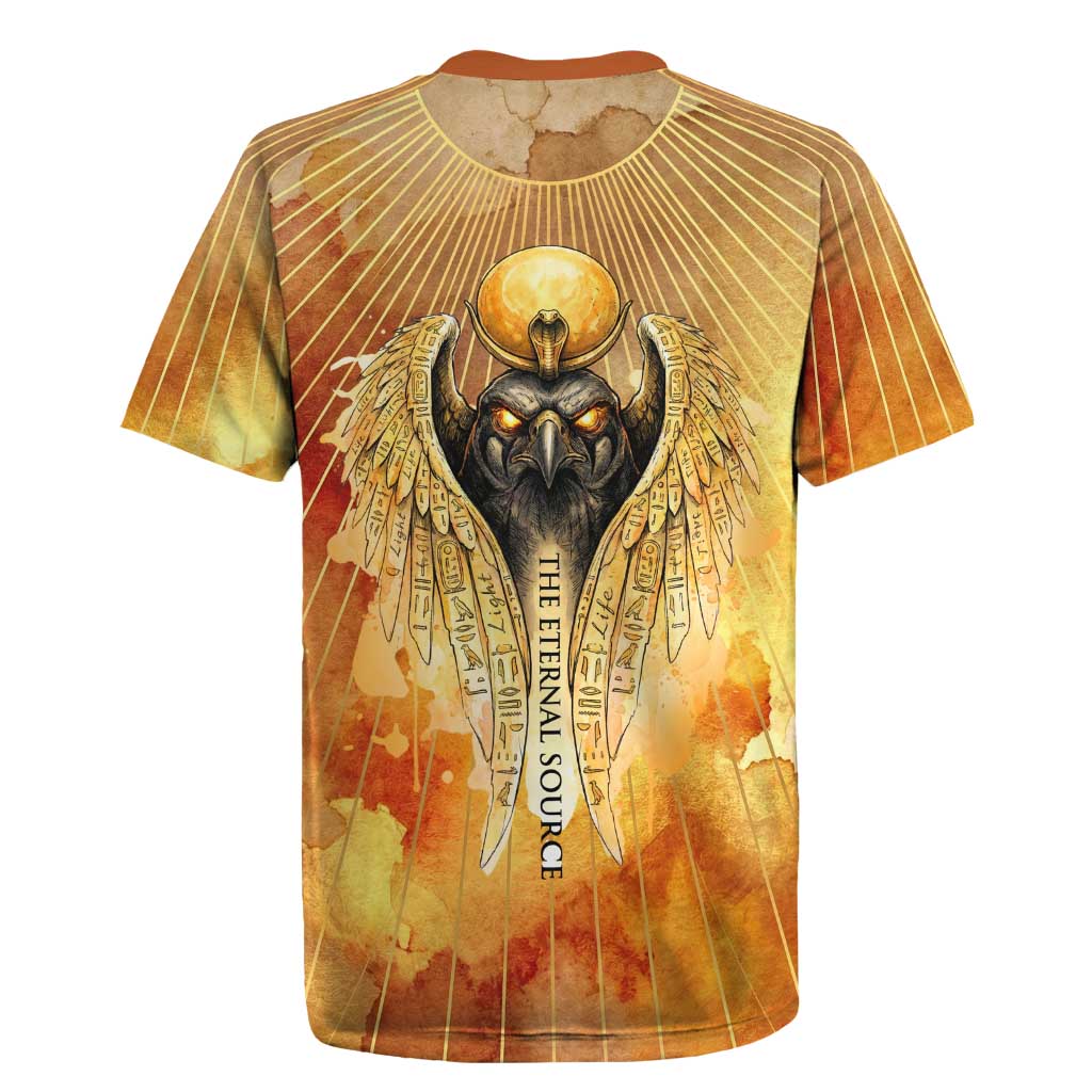 Ra Egyptian Rugby Jersey Sun God Eye of Ra Fiery Wings Eternal Source Golden Light