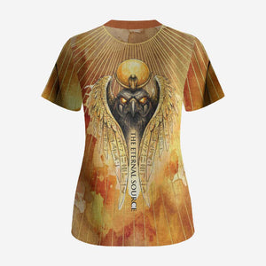 Ra Egyptian Scrub Top Sun God Eye of Ra Fiery Wings Eternal Source Golden Light
