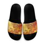 Ra Egyptian Slide Sandals Sun God Eye of Ra Fiery Wings Eternal Source Golden Light