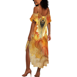 Ra Egyptian Summer Maxi Dress Sun God Eye of Ra Fiery Wings Eternal Source Golden Light