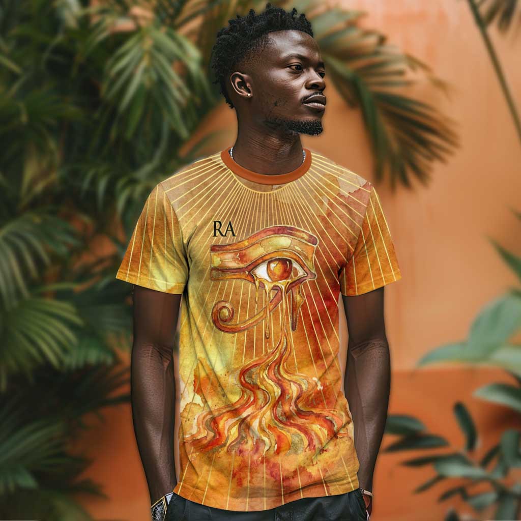 Ra Egyptian T shirt Sun God Eye of Ra Fiery Wings Eternal Source Golden Light