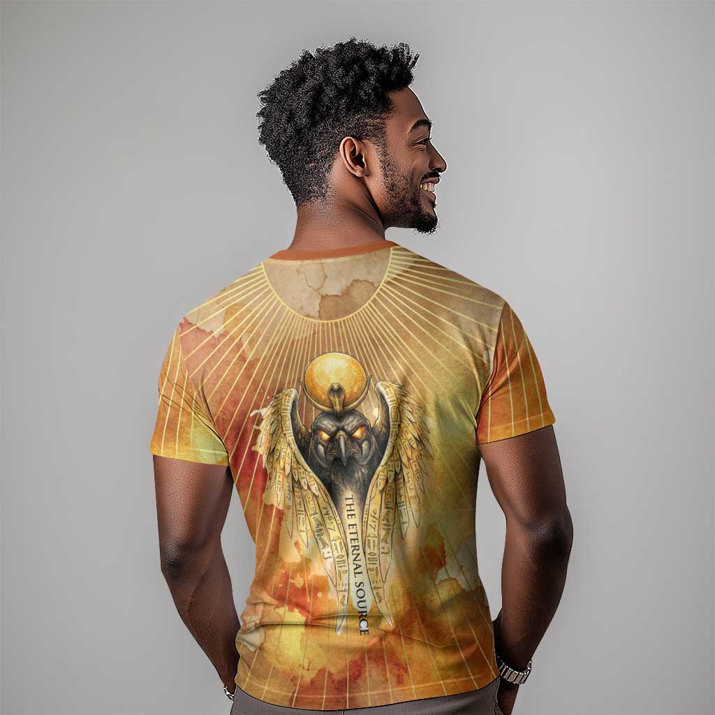 Ra Egyptian T shirt Sun God Eye of Ra Fiery Wings Eternal Source Golden Light