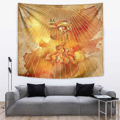 Ra Egyptian Tapestry Sun God Eye of Ra Fiery Wings Eternal Source Golden Light