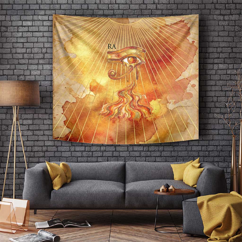 Ra Egyptian Tapestry Sun God Eye of Ra Fiery Wings Eternal Source Golden Light