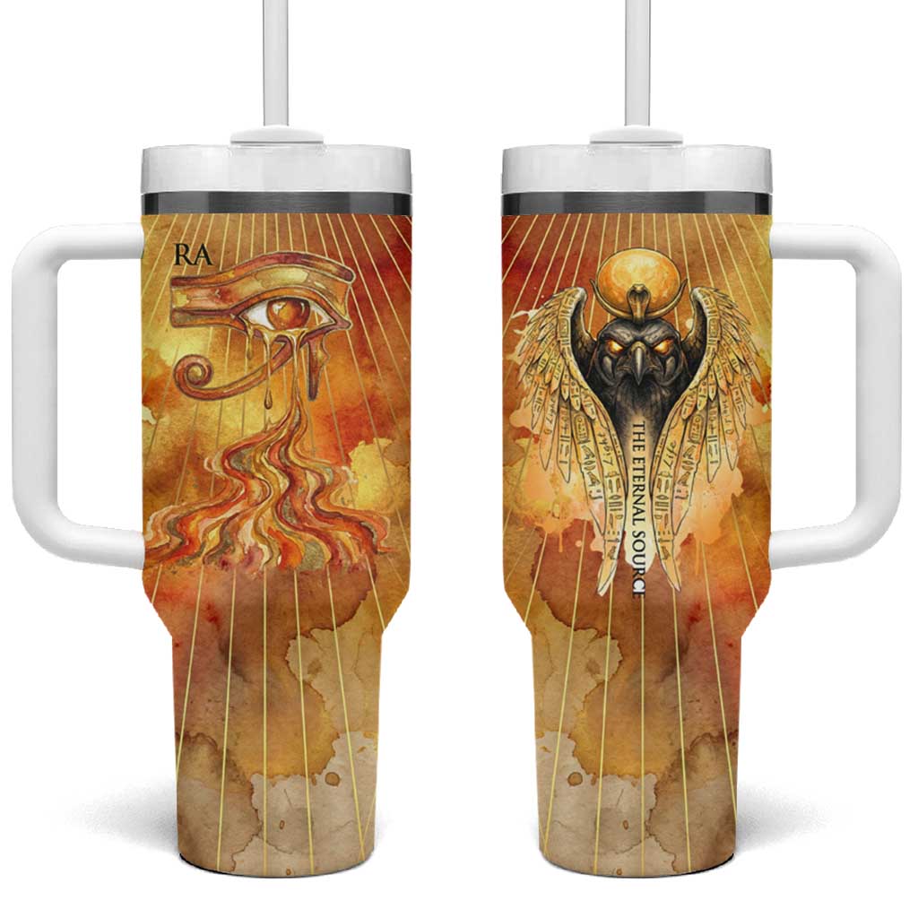 Ra Egyptian Tumbler With Handle Sun God Eye of Ra Fiery Wings Eternal Source Golden Light
