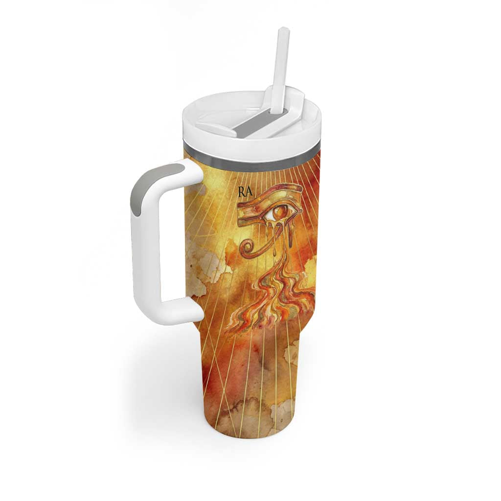Ra Egyptian Tumbler With Handle Sun God Eye of Ra Fiery Wings Eternal Source Golden Light