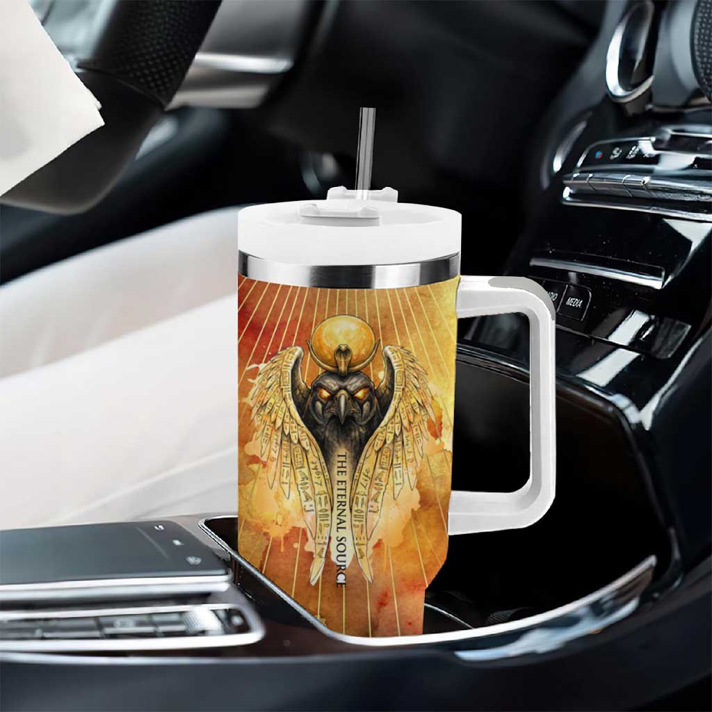 Ra Egyptian Tumbler With Handle Sun God Eye of Ra Fiery Wings Eternal Source Golden Light