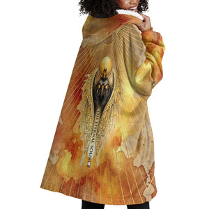 Ra Egyptian Wearable Blanket Hoodie Sun God Eye of Ra Fiery Wings Eternal Source Golden Light