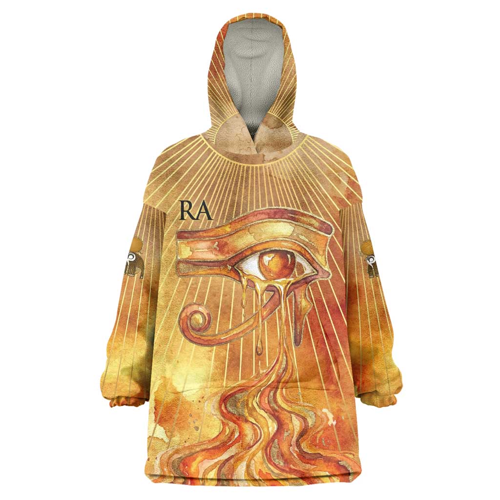 Ra Egyptian Wearable Blanket Hoodie Sun God Eye of Ra Fiery Wings Eternal Source Golden Light