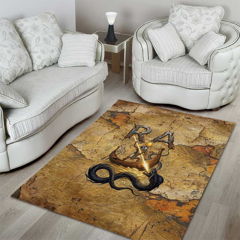 Ra Egyptian Area Rug Sun God Solar Disk Serpent Slayer Ancient Egyptian Boat of the Underworld