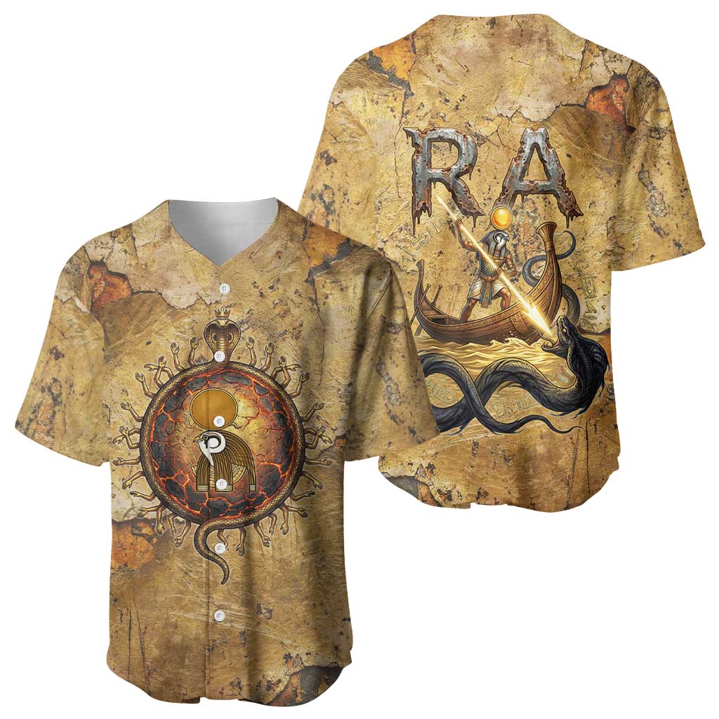 Ra Egyptian Baseball Jersey Sun God Solar Disk Serpent Slayer Ancient Egyptian Boat of the Underworld