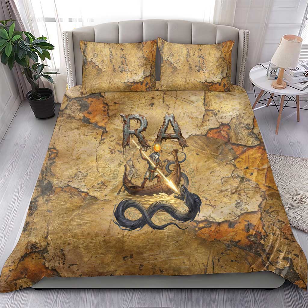 Ra Egyptian Bedding Set Sun God Solar Disk Serpent Slayer Ancient Egyptian Boat of the Underworld