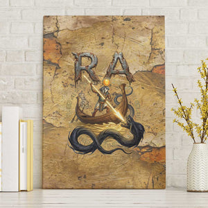 Ra Egyptian Canvas Wall Art Sun God Solar Disk Serpent Slayer Ancient Egyptian Boat of the Underworld