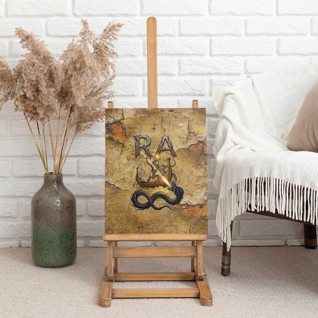 Ra Egyptian Canvas Wall Art Sun God Solar Disk Serpent Slayer Ancient Egyptian Boat of the Underworld