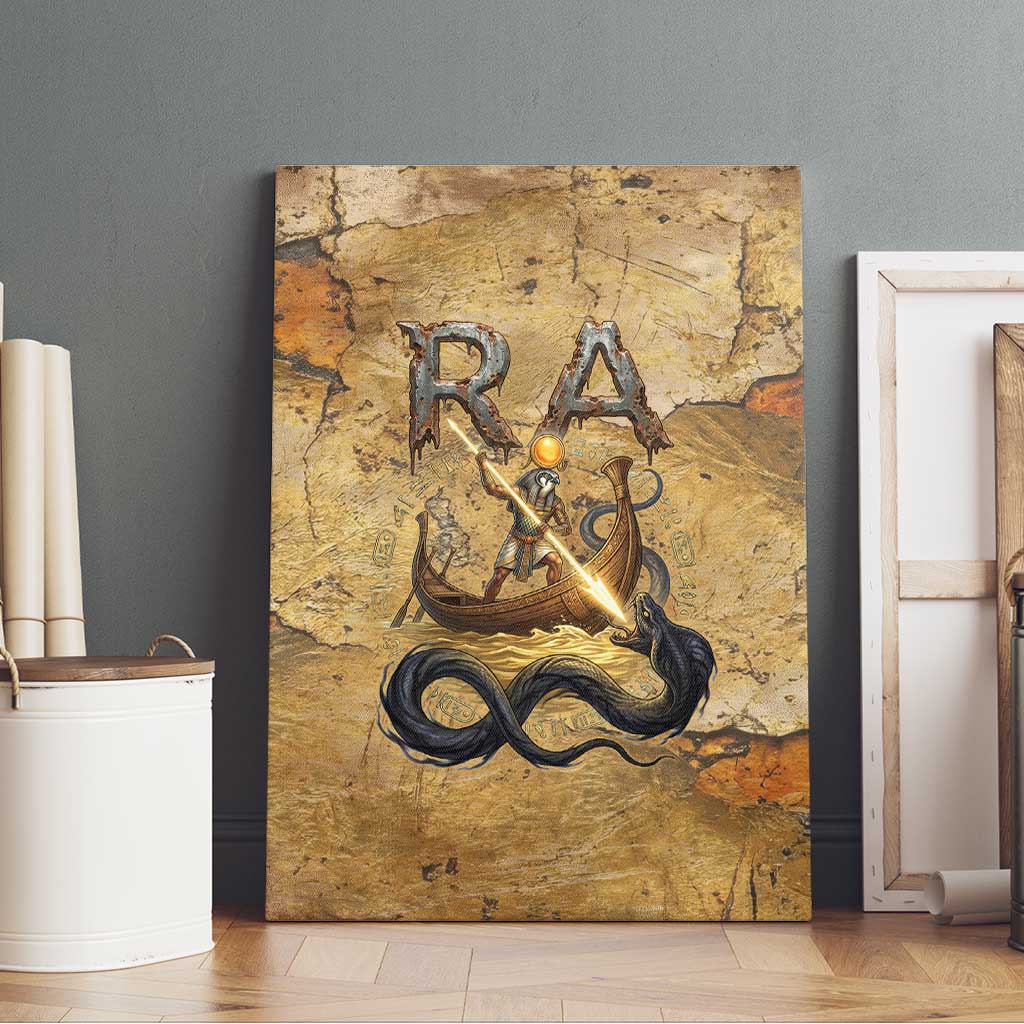 Ra Egyptian Canvas Wall Art Sun God Solar Disk Serpent Slayer Ancient Egyptian Boat of the Underworld