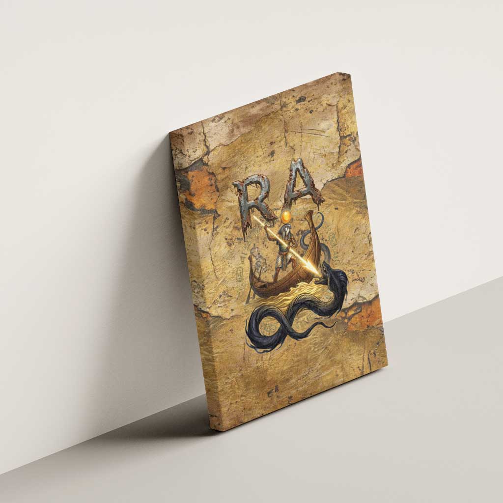 Ra Egyptian Canvas Wall Art Sun God Solar Disk Serpent Slayer Ancient Egyptian Boat of the Underworld